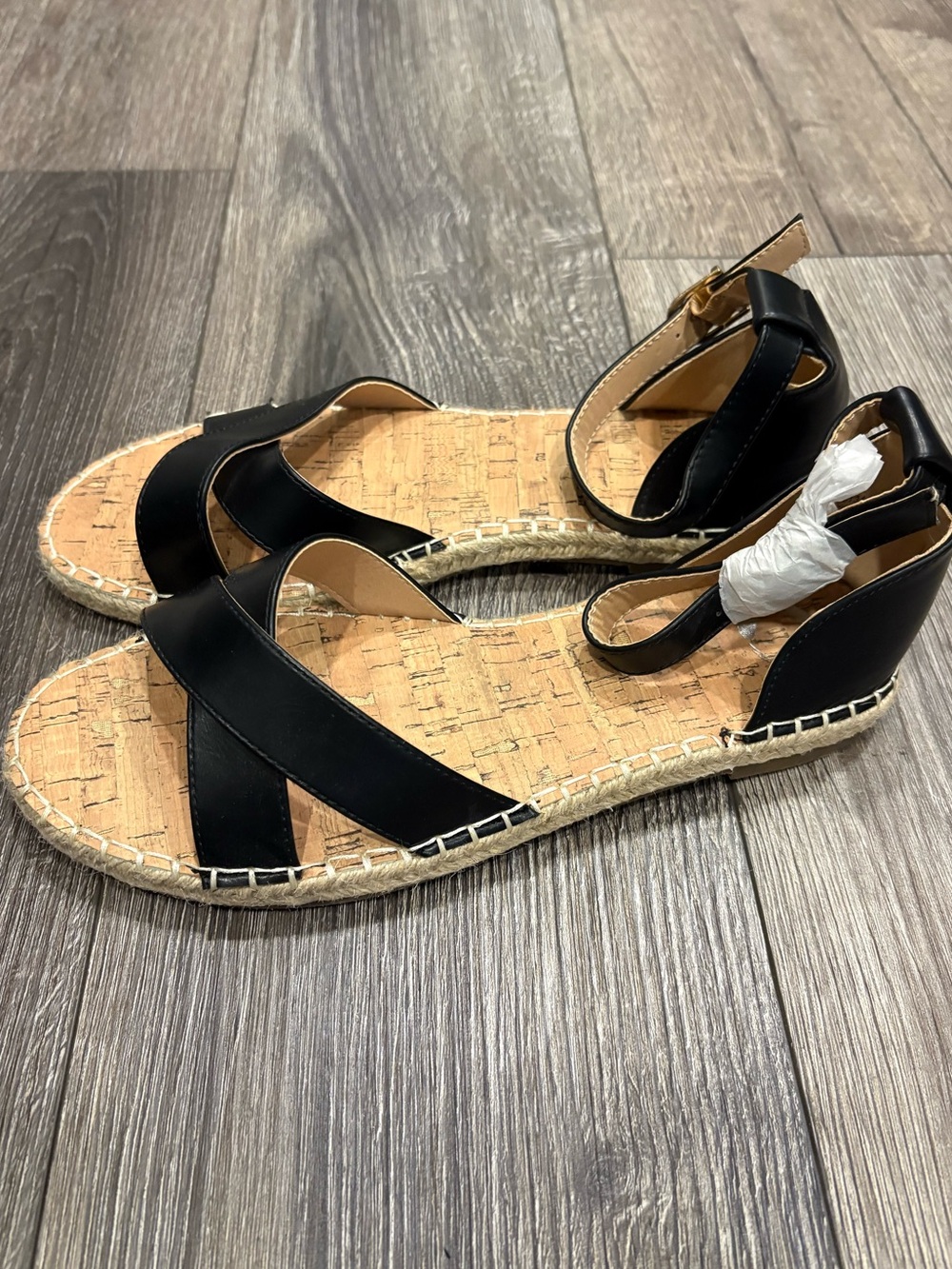 Women's Black Espadrille Ankle-Strap Sandals